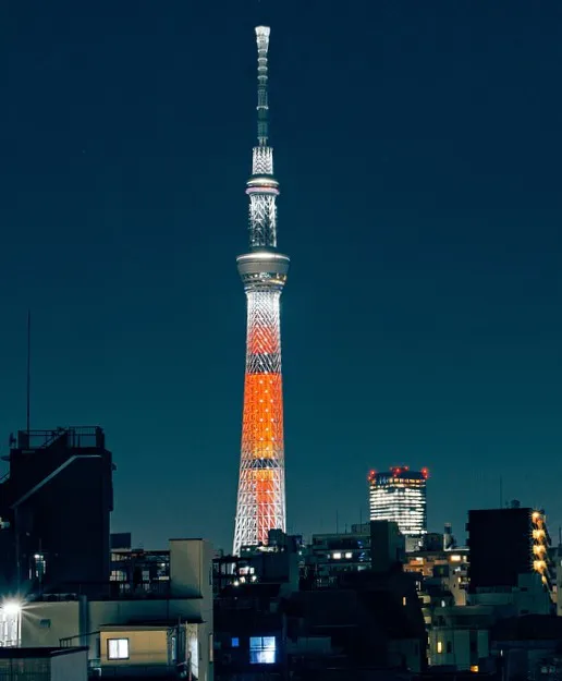 Vista nottura della Sky Tree